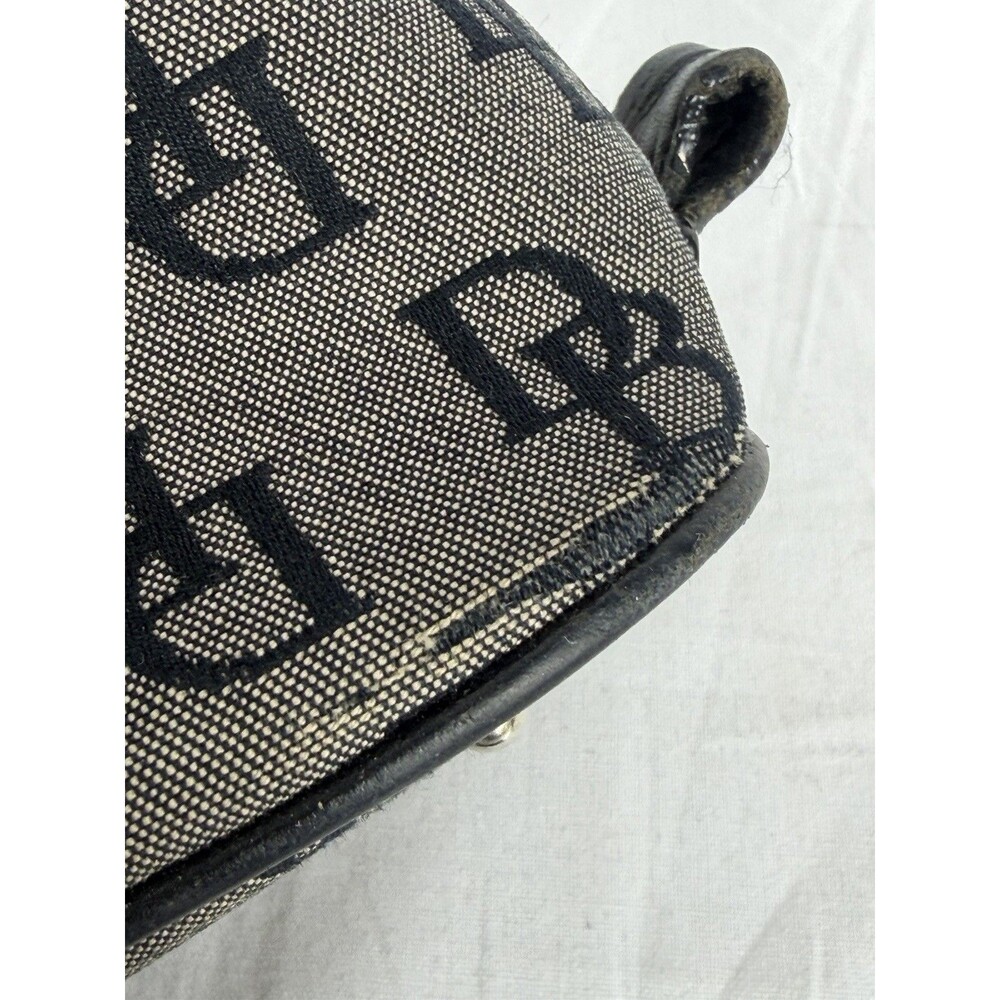Vintage Dooney & Bourke Mini Bag Black & Gray Monogram DB Black Leather - Picture 8 of 16